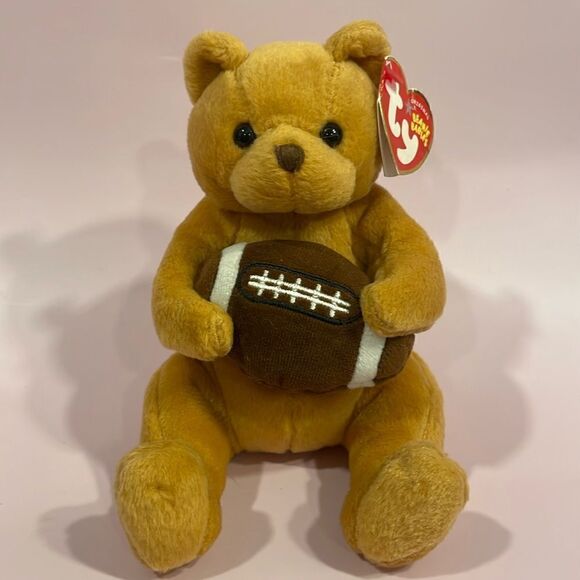 Ty Original Beanie Baby 2005 Blitz the Bear w Football Excellent Condition NWT - Picture 1 of 10